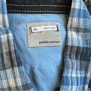 Public Opinion blue plaid dress shirt size XXL